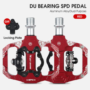WEST BIKING Bicycle Pedals 2 In 1 SPD Self-Locking Pedal DU Bearing MTB Road Bike Anti-slip Flat Pedals Cycling Accessories