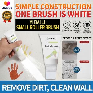 Indoor Wall Repair Paint 300g Water Based White Pink Yellow Paint with Built In Roller Easy Apply Wall Touch Up for Home Room and DIY Maintenance