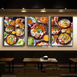 (HCM) Tranh treo tường tráng gương bò né trang trí quán ăn nhà hàng kèm đinh treo