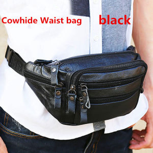 100% Genuine Leather waist bag outside sport belt bag women and men sling bag