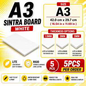 ✅✅✅A3 SINTRA BOARD 3MM RIGID WHITE 5PCS./SET✅✅✅
