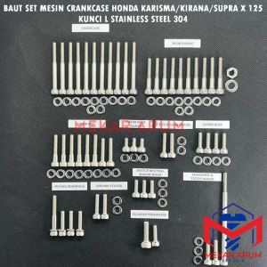 Baut Set Mesin Crankcase Honda Karisma / Kirana / Supra X 125 Kunci L Stainless Steel