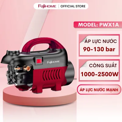 Máy xịt rửa xe mini mô tơ cảm ứng từ nhập khẩu FujiHOME máy phun áp lực cao đa năng tăng chỉnh áp tặng kèm phụ kiện pressure washer
