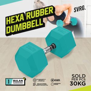 Svarga Hexagonal Dumbbell - 30 KG - Rubber Dumbell Barbell