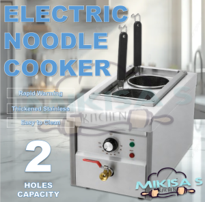 2 Holes Capacity Electric Noodle Pasta Cooker with Temperature Knob Control Heavy Duty Material