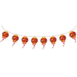 Chinese New Year for Banner Fu Letters Red Paper Lantern Pendant Streamer Pull Flag Ornaments Spring Festival for Home D