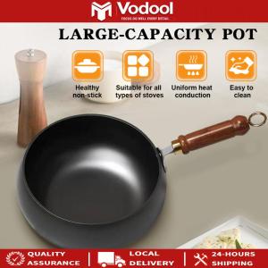 Belly Shape Frying Pan Anti Scald Handle Non-Stick Cooking Pan Multifunctional Flat Frying Pot 9.4 Inch for Kitchen Camping
