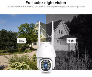 Outdoor WiFi Camera CCTV IP Security Cam Full Color Night Vision 2 Way Audio + SIREN FLASH ALARM