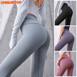 UNIQUETOP High Wiste Yoga Pants with Pocket Girl Exercise Fitness Gym Leggings Sport Pants Womens Stomach Control Jogging Tight Women Fitness Pants
