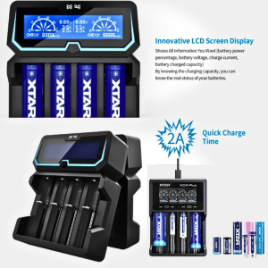 JAYA XTAR Cas Charger Baterai 4 Slot LCD 3.7V Li-ion IMR INR ICR Ni-MH - X4