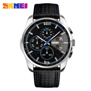 SKMEI 9106 Business Waterproof Quartz Men Wristwatches Sport Leather Date Calendar Mens Watches Clock Relogio Masculino 9156