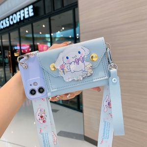 for Xiaomi Poco X3 X5 C65 C75 Mi 11T 14T Redmi 13C 12C 14C Note 13 14 12 11 10 Pro Phone Case Soft with Cartoon Wallet + Long Lanyard