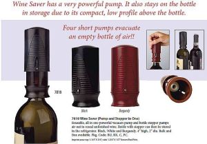 WINE SAVER UNIVERSAL VACUUM STOPPER PUMP ( BLACK ) - PRESERVE WINE AFTER OPENING WITHIN 3 - 5 DAYS (KEPT IN FRIDGE) - SINGAPORE