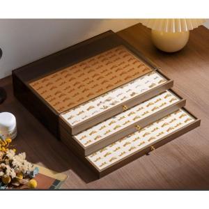 Shopclassyshop Extra-large walnut wood grain jewelry storage box for gold jewelry pearl necklaces earrings bracelets pendants accessories