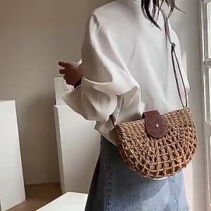 Yogodlns Handmade Rattan Woven Straw Bag Summer Beach Bag for Women Bohemia Messenger Crossbody Bags