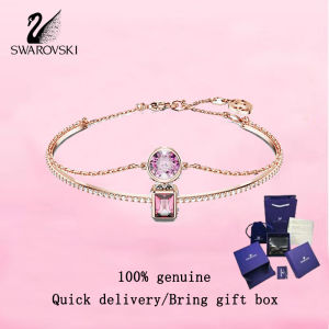 💎 Swarovski 💎 Womens fashion bracelet Rose Gold Mixed Cut Pink Crystal Gemstones 5668243 Chroma Bracelet Valentines Day gift Birthday gift