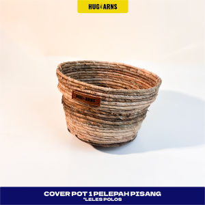HUGeARNS - Cover Pot 1 Pelepah Pisang Leles Polos / Cover Pot Anyaman / Cover Pot Anyaman Pot / Cover Vas Bunga Hias Cover Pot Bunga Anyaman Kombinasi / Cover Pot Anyaman Natural Ramah Lingkungan Anyaman Aesthetic Kerajinan Tangan Jogja / Pot