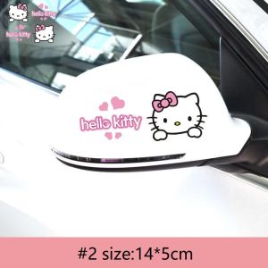 2Pcs Kawaii Hello Kitty Waterproof Car Sticker Motorcycle Car Scratch Covering Deco Accessories Gift