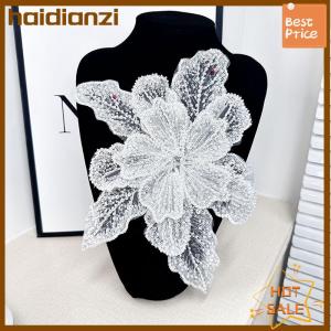 haidianzi เลื่อมลูกปัดดอกไม้คอผ้าปะติดลูกไม้สีขาวลูกไม้ปักช่อดอกไม้ DIY ตกแต่งงานแต่งงานชุดเสื้อผ้าอุปกรณ์เสริม