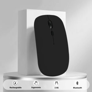 Wireless Mouse 2.4G & Bluetooth Nirkabel Senyap Mouse Klik Senyap Power Saving Mouse Untuk Laptop Pc Macbook Dan Tablet