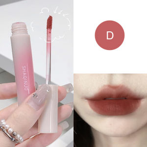 SHAQINUO Lip Glaze Pink Silky Smoothing Mist Lip Mud Matte Kabut Lembut Velvet Non Stick Cup Lip Glaze Pemutih Lipstik Bebas Rias-🌹Tamia