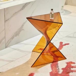 Sacesr Plastic Transparent Living Room Table Creative Geometric Modeling Nordic Sofa Side Table Simple Modern Luxury Home Decorations N7Y3P