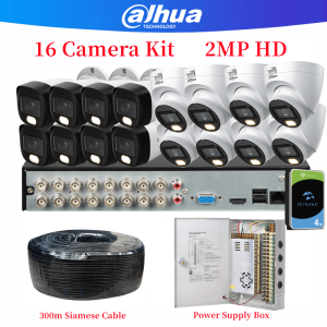 Dahua CCTV Camera 16 Camera Package Set 2MP HD Full-Color With Audio CCTV Security Systems Complete 16 Camera CCTV Kit