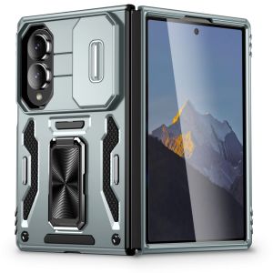 Case for Samsung Galaxy Z Fold 8 Ultra 8/7/6 with Screen Protector[Military Grade Hinge Shockproof] [360° Metal Ring Kickstand] [Fit Magnetic Car Mount] [Slide Camera Cover] Dual Layer Rugged Case (Black)