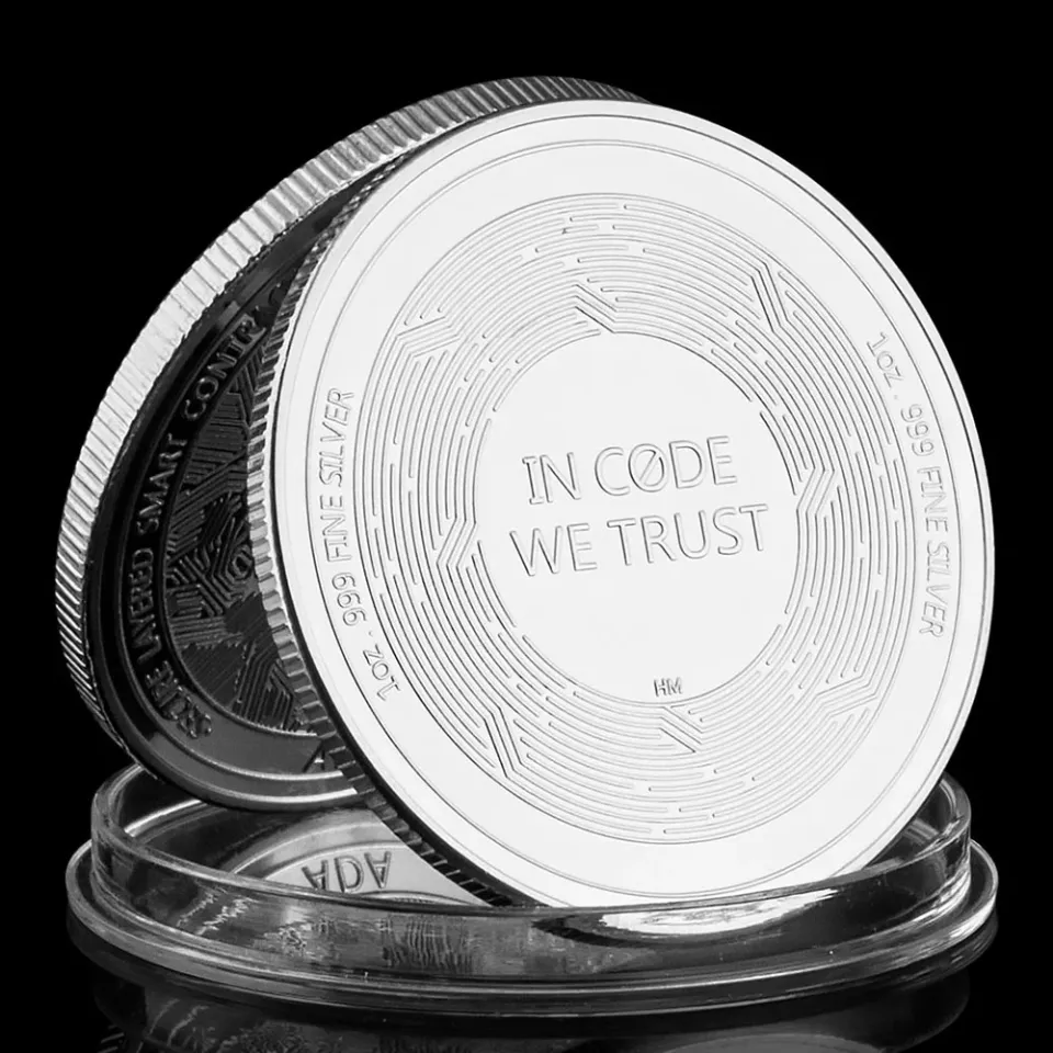 Bitcoin Bills Cardano Cryptocurrency Collectible Coin - Silver Plated  Physical ADA Coin For Crypto Collectors Cardano Collectible