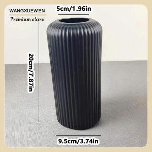 [COD] แจกันพลาสติกเหมือนเซรามิกลายทางสำหรับตกแต่งดอกไม้แจกันดอกไม้เล็กๆที่จัดแสดง