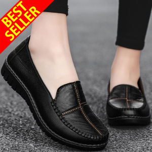 QINGSHUI Sepatu kulit buatan tangan kasual wanita gaya Korea berkualitas tinggi.Sepatu kulit kantor wanita. Sepatu slip on wanita yang modis.wanita leisure loafers.