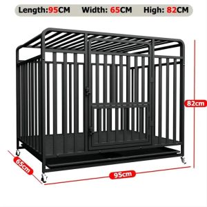 【COD】Thickening Square Tube Dog Cage Large Free Space Dog Cage with 4 Wheels Easy Installation