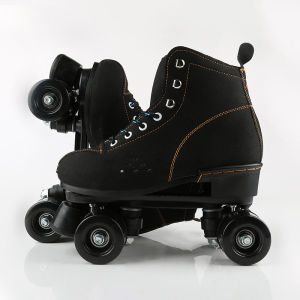 Adult Roller Skates 4 Wheel Double Row Flash Wheel Roller Skate Shoes Cowhide Fabric And PU Leather Material Roller Blades PU Wheels Suitable For Men and Women Beginners Kids Roller Skates For With Europe Size Standard Gift for Girl Friend