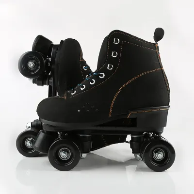 Roller Skates Adult Roller Skates Double Row flash wheel roller skate Cowhide Fabric And PU Leather Material Roller Blades PU Wheels Suitable For Men and Women Beginners Roller Skates For Adult With Europe Size Standard Gift for Girl Roller Skates