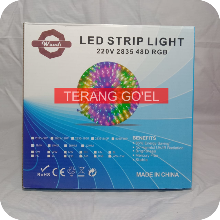 Wandi Led Lampu LED STRIP SELANG 2835 10Meter/220V OUTDOOR RGB/LED strip | Lazada ...
