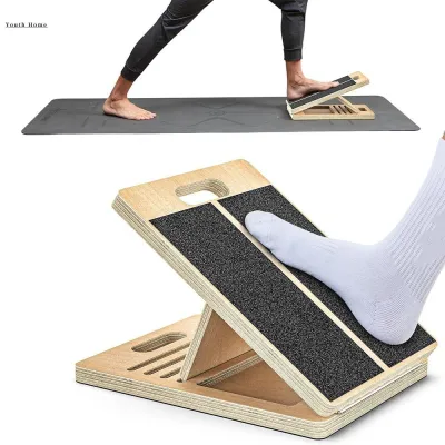 YOUTH HOME 2 in 1 Wooden Wedge Footrest Portable Folding Calf Stretcher Slant Board Professional Adjustable Balancing Fitness Pedal Training Equipment
