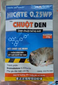 (20gam) HICATE 0.25WP hiệu Rồng Chúa Diệt chuột Naka - Bromadiolone 0.25%: kích thích chuột ăn bã mồi