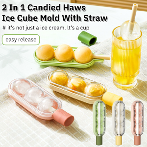 2 in 1 Candied Haws Ice Cube Mold with Straw Water Injection Ice Tray Mold - Homemade DIY Ice Maker