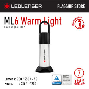 Ledlenser ML6 Warm Light - Max up to 750 Lumens with Boost mode - Max up to 200 hours run time Rechargeable Lantern