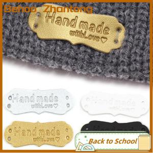 Behoo 50Pcs PU Leather Tags Handmade With Love Labels Sewing Craft DIY Knittin Tags