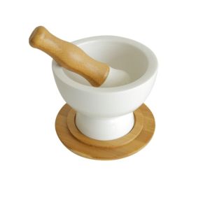 CEMOMEF Ginger Ceramic Manual Spice Grinder Pepper Masher Mortar Grinding Tools Pestle