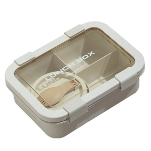 กล่องข้าวกลางวันวัสดุทำจากฟางข้าวสาลีใช้งานง่ายกันรั่วซึมมีกล่องอาหารกลางวันแยกที่ทนทานสำหรับมืออาชีพ