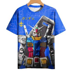 Anime Mecha Shirt For Men Fashion Casual Short Sleeve Jersey Dry Fit Outfit Round Neck Loose T-Shirt