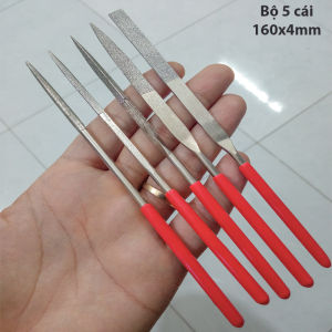 Bộ 5 Dũa Kim Cương DIAMOND 160x4mm hàng chuyên dụng cán màu đỏ