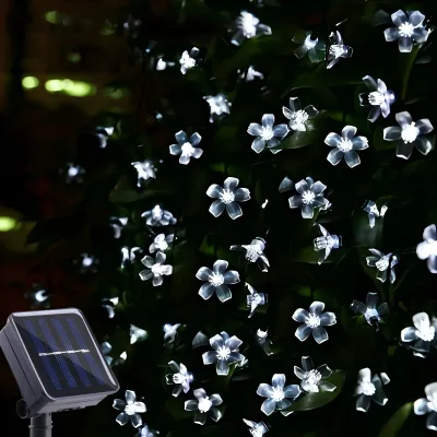 12M/100LED Solar Christmas lights waterproof outdoor flower light for garden Yard Lawn decoration