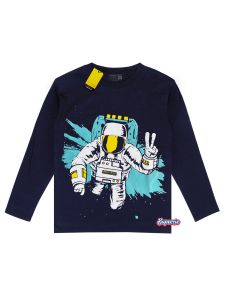 Atasan anak laki laki lengan panjang umur 1-8 tahun karakter luar angkasa ASTROPIS NAVY bahan adem