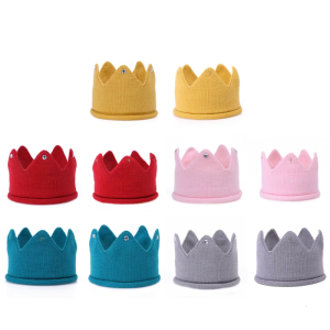 Knitted Crown Hat for Baby Party Crown Hat Knitted Headband Top Hat Breathable Headdress Newborn Beanie Cute Headgear
