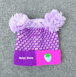 Topi Rajut Bayi Strawbery Warna Kombinasi ( 0-2 Tahun )
