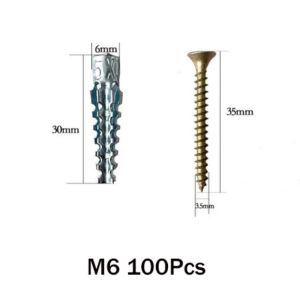 Steel Expansion Tube Pipe 100 Sets Self Tapping Screw Drilling Serrated Thorny Metal Wall Anchor Expansion Bolts Metal