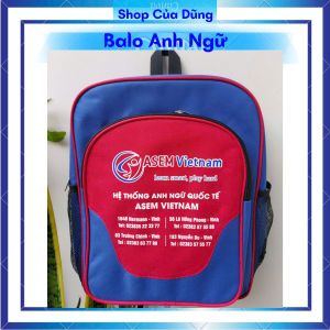 Balo học sinh màu xanh đỏ bắt mắt vải bền đẹp không thấm nước kích thước 50 x40 tiện dụng đi học và đi chơi